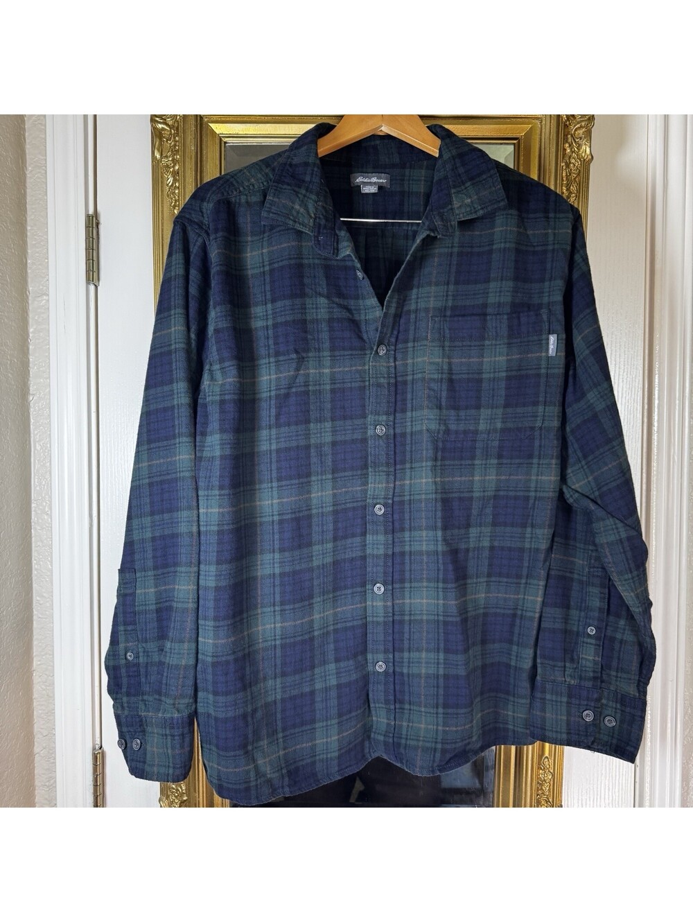 Eddie Bauer Men's XXL Plaid 100% Cotton Long Sleeve Button-Up Collared Shirt